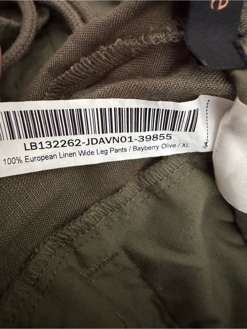Quince 100% European Linen Wide Leg Pants – Bayberry Olive – XL - Picture 4 of 5